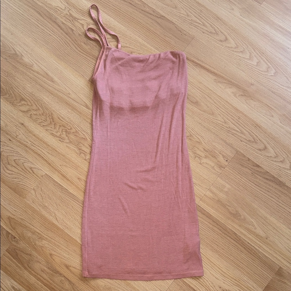 Enza Costa Ribbed Pink Spaghetti Strap Dress Bodycon Size Small REVOLVE USA